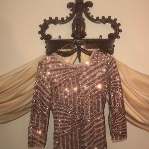 Full rose gold sequin nude body con dress size M